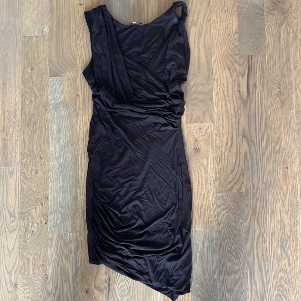 Little black dress, asymmetrical dress, stretch, BEBE Size xxs